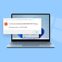 Błąd systemu plików na laptopie. Może to oznaczać problem z dyskiem, który wymaga użycia narzędzia dism.