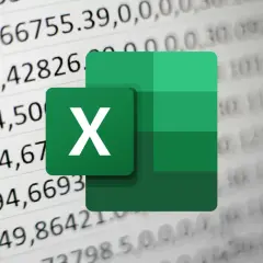 Ikona Excel na tle arkusza kalkulacyjnego z liczbami. Dowiedz się, jak zmienić język w Excelu, aby pracować wygodniej.