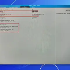 Ustawienia BIOS HP. Widoczna opcja "UEFI Boot Order", gdzie można wybrać kolejność bootowania, np. z pendrive'a z systemem Linux.