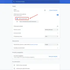 Ustawienia Chrome: Wygląd. Pokazuje, jak ustawić stronę startową w Chrome, wybierając "Strona „Nowa karta”".