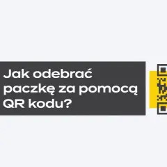 InPost: Jak odebrać paczkę za pomocą kodu QR? Obrazek zawiera logo InPost, tekst instrukcji i kod QR.