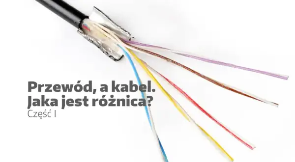 Rozdzielony przewód z kolorowymi żyłkami, ukazujący jego budowę. Jaka jest różnica między przewodem a kablem?