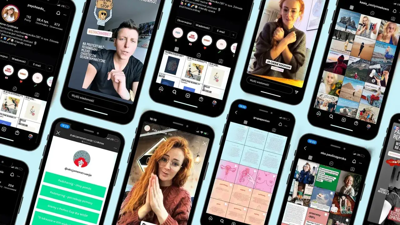 Chcesz wiedzieć, jak napisać do kogoś na IG? Zobacz profile i wiadomości na ekranach telefonów.