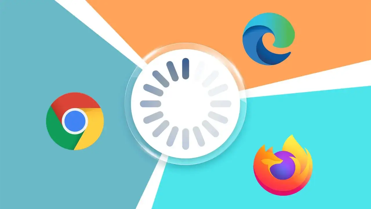 Ikony przeglądarek Chrome, Edge i Firefox otaczają okrąg ładowania. Dowiedz się, jak sprawdzić historię przeglądarki.