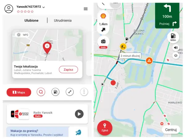 Darmowa nawigacja na telefon bez internetu po polsku. Yanosik pokazuje trasę, stacje paliw i utrudnienia.