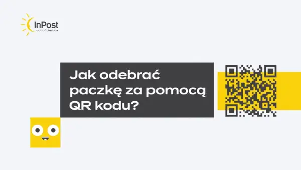 InPost: Jak odebrać paczkę za pomocą kodu QR? Obrazek zawiera logo InPost, tekst instrukcji i kod QR.